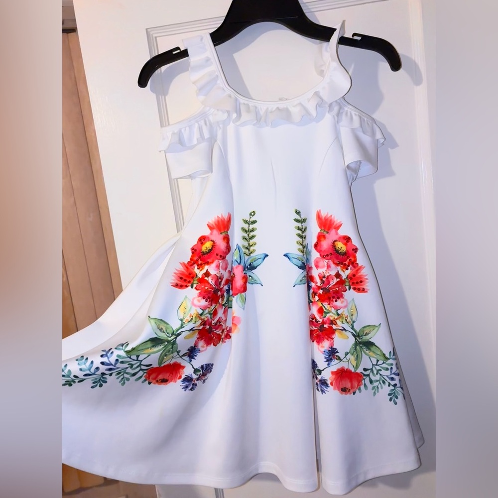 Floral White Kids Dress
